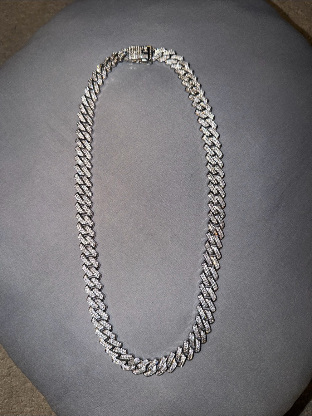 Elegant Iced Out Miami Cuban Silver Lab Diamond Chain